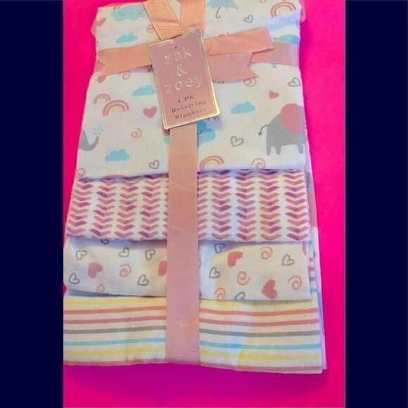 🛍Zak and Zoey 4 pack Receiving Baby Blankets - Picture 1 of 4